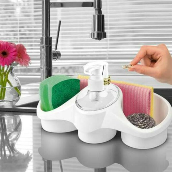 3-in-1 Kitchen Soap Dispenser with Sponge Holder