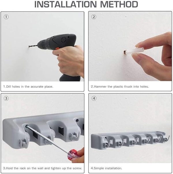 Wall-Mounted Mop & Broom Holder | Heavy-Duty Organizer for Home, Garden, Garage & Storage (Random Color)