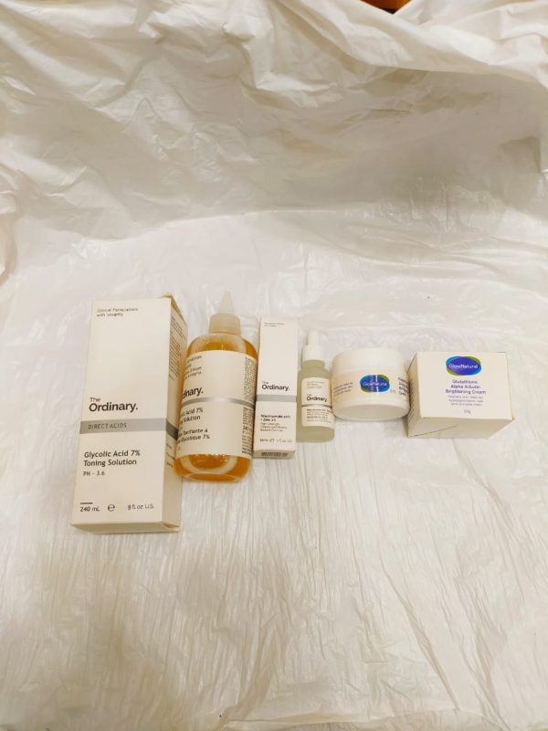 (PACK OF 3) – The Ordinary Glycolic Acid Toner, Niacinamide Serum & Glutathione Brightening Cream - Glow Boost Skin Care