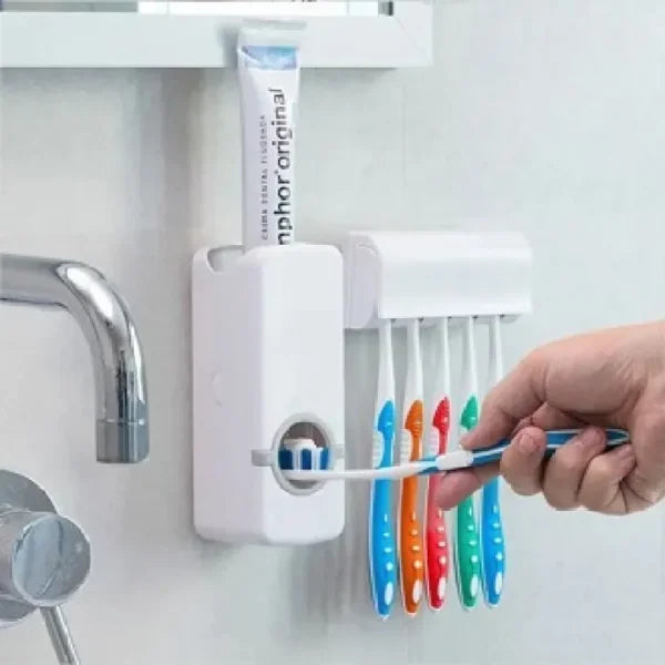 Automatic Toothpaste Dispenser with 5 slot Brush Holder