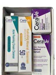 CeraVe 4-in-1 Skincare Kit – Night Cream, Sunblock, Cleanser & Serum for Radiant, Healthy Skin