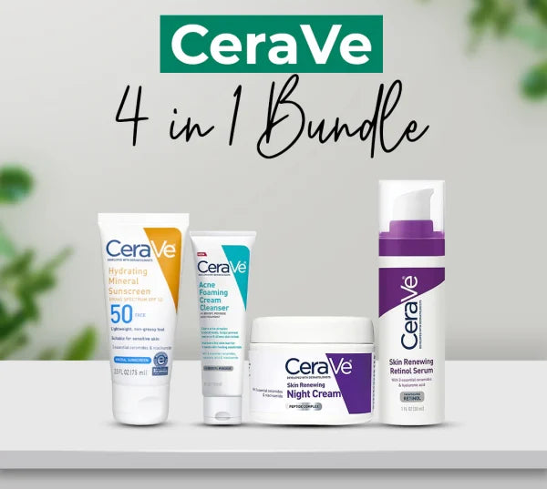 Cerave 4 In 1 Skincare Kit - Night Cream, Sunblock, Cleanser & Serum