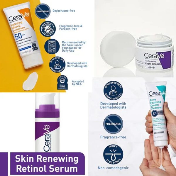 Cerave 4 In 1 Skincare Kit - Night Cream, Sunblock, Cleanser & Serum