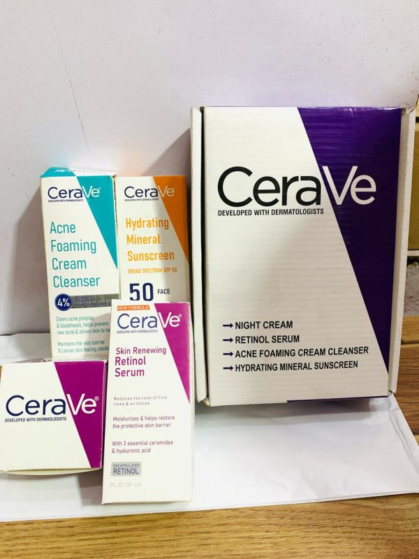 Cerave 4 In 1 Skincare Kit - Night Cream, Sunblock, Cleanser & Serum