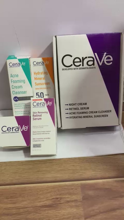 Cerave 4 In 1 Skincare Kit - Night Cream, Sunblock, Cleanser & Serum