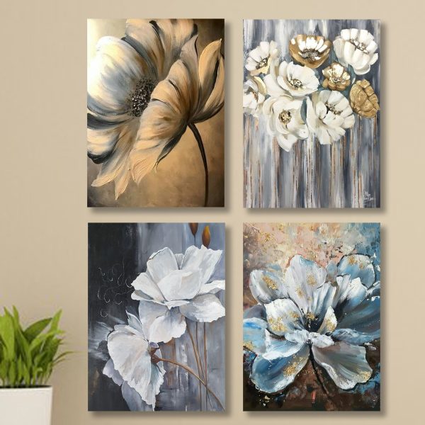 Set of 4 Floral Art wooden frames - 8x11" - Home Decor