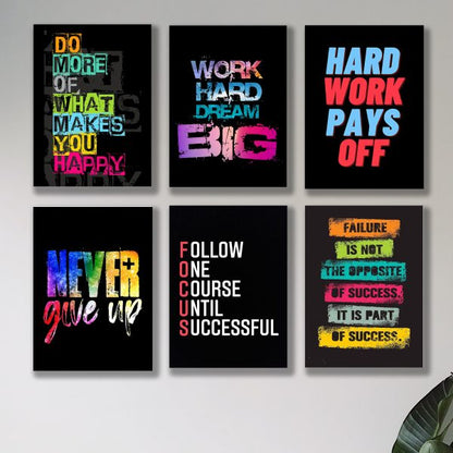 Set Of 6 Motivational Frames For  Home / Office Wall Decor - 8x11"