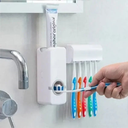 Automatic Toothpaste Dispenser with 5 slot Brush Holder